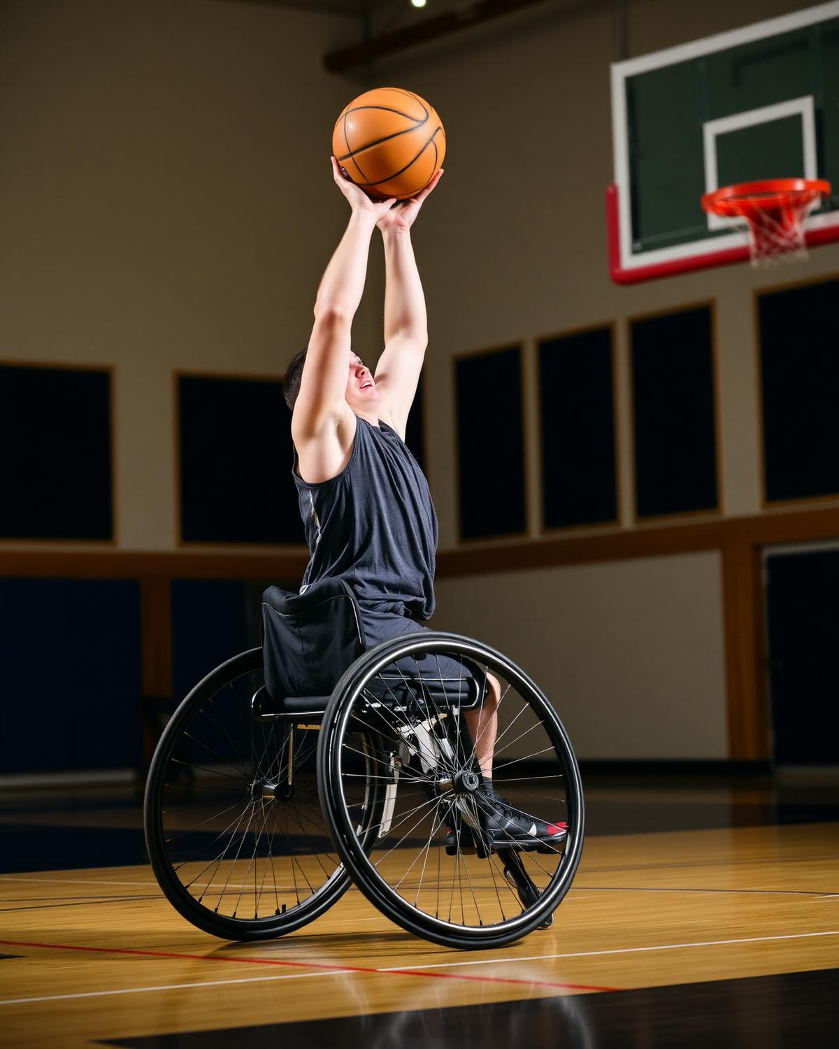 Wheelchair basketball player shooting