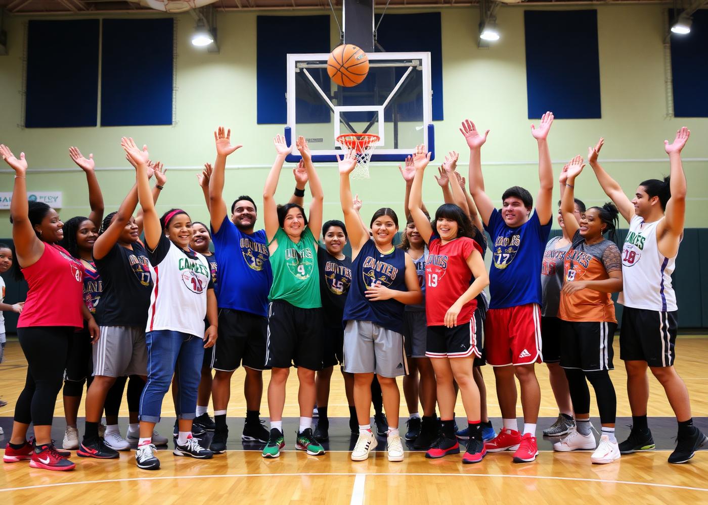 Team celebrating on the court